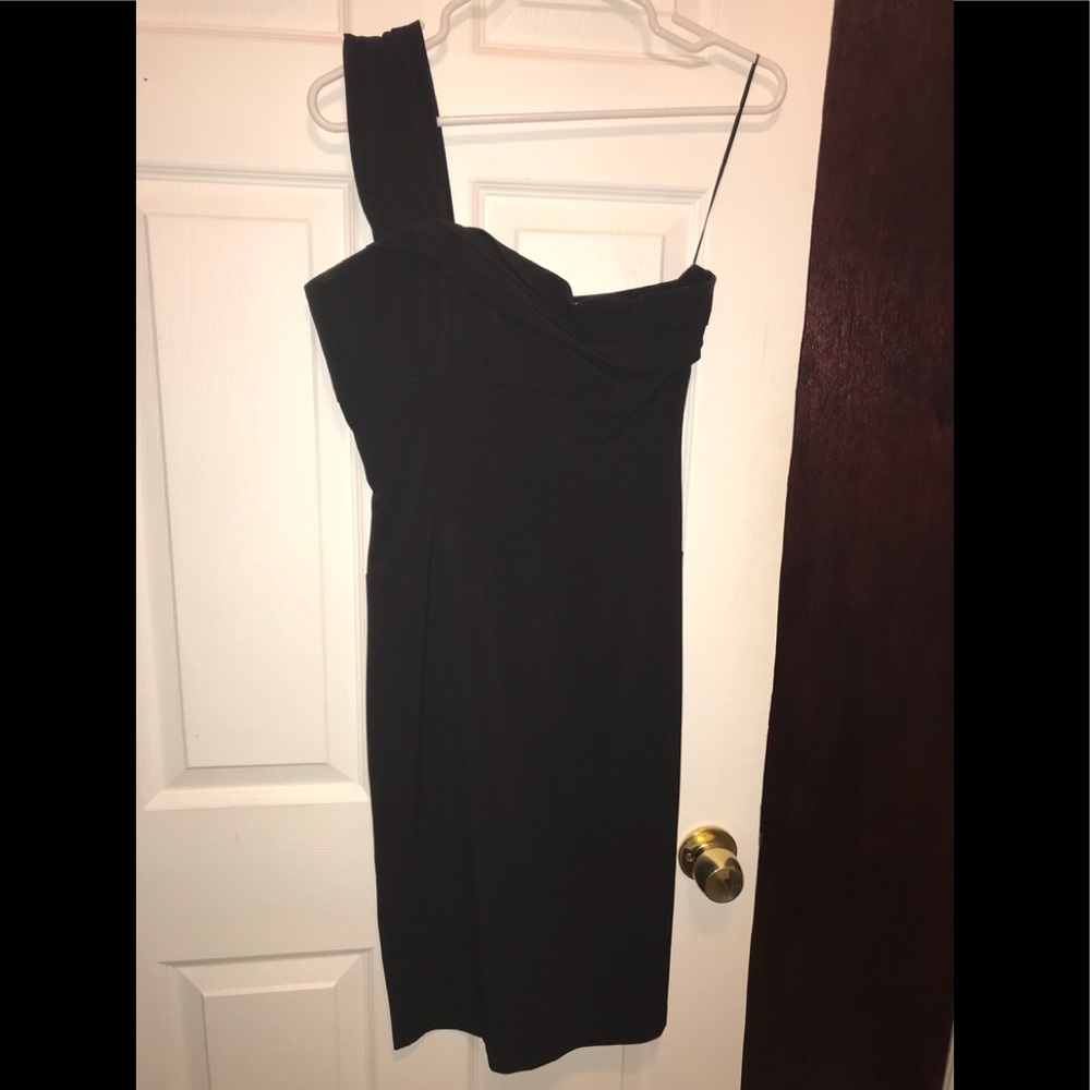 Aqua one shoulder black dress, size 8